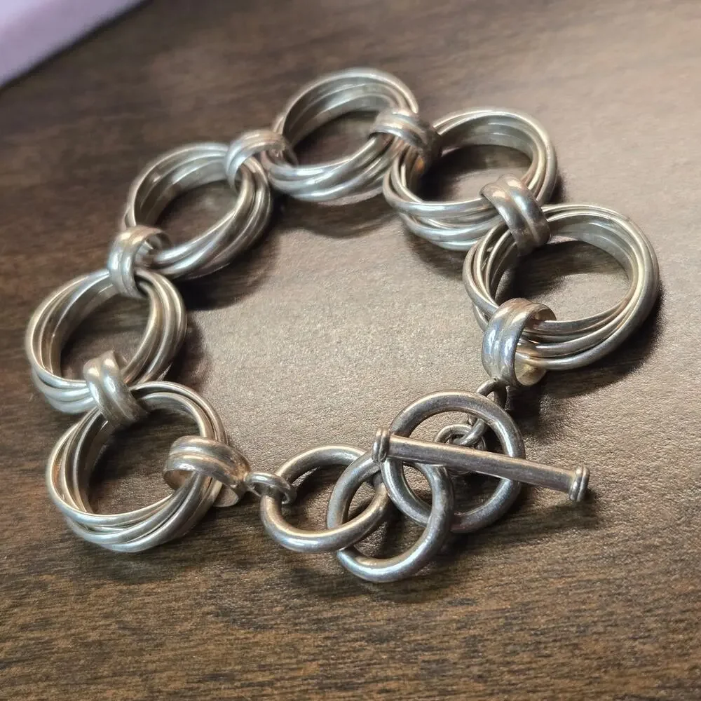 Silpada Multi-Circle Toggle Clasp Sterling Silver Bracelet (Style B1235)